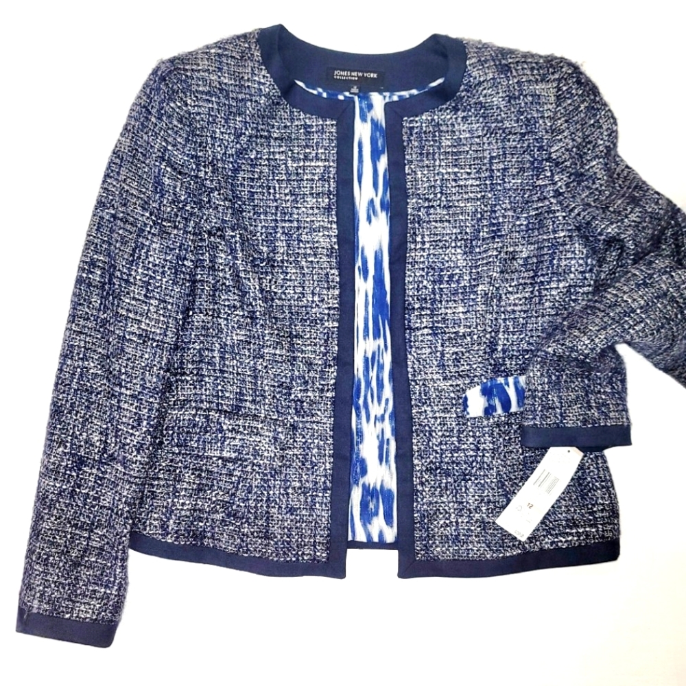 Jones New York Collection tweed long sleeve jacket